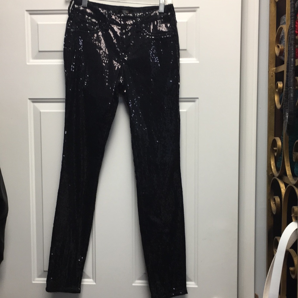 Aqua luxe pants black shiny sequins size 27